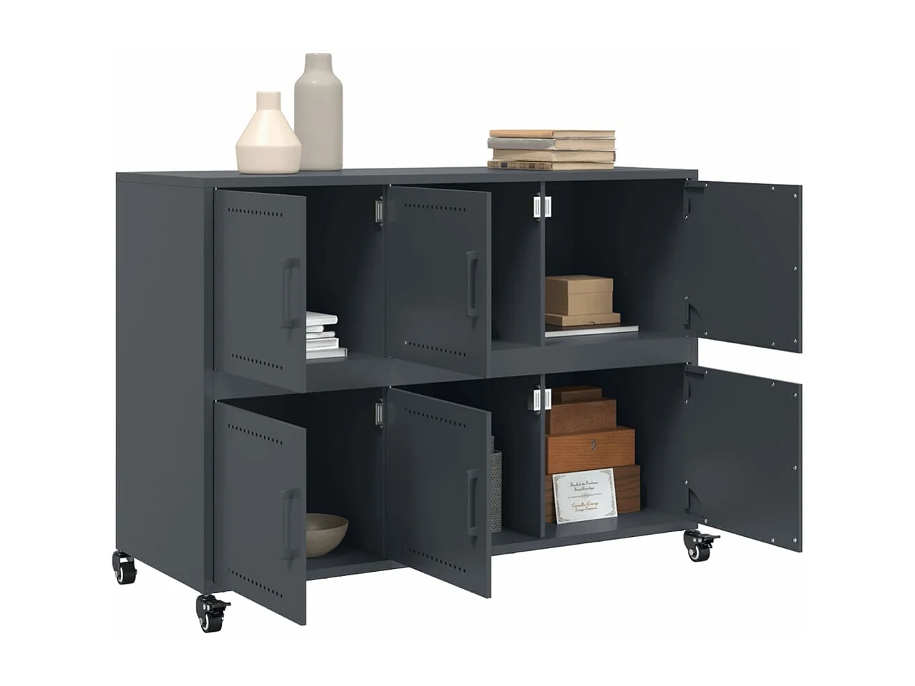 Buffet anthracite 100,5x39x72 cm acier