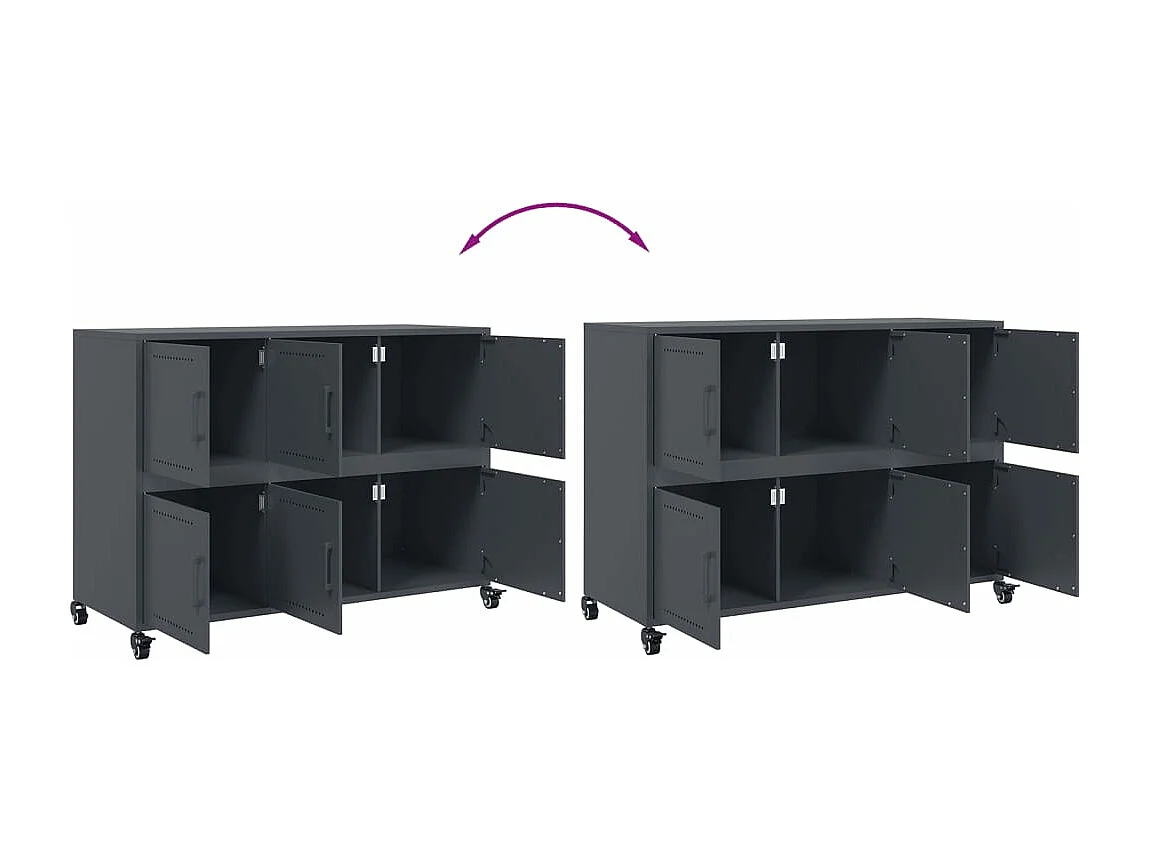 Buffet anthracite 100,5x39x72 cm acier