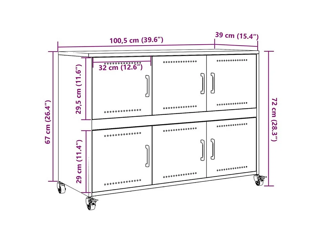 Sideboard Anthrazit 100,5x39x72 cm Stahl