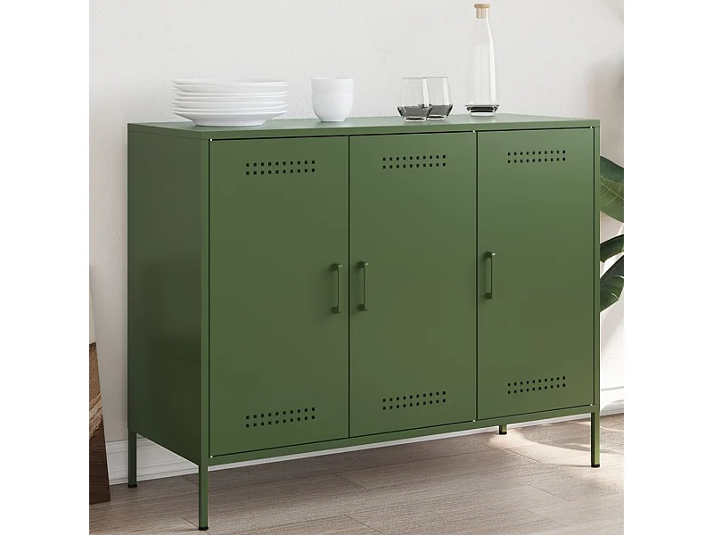 Aparador 100,5x39x79 cm aço verde-azeitona