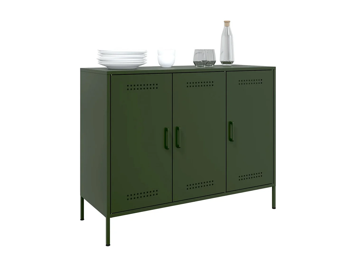 Aparador 100,5x39x79 cm aço verde-azeitona