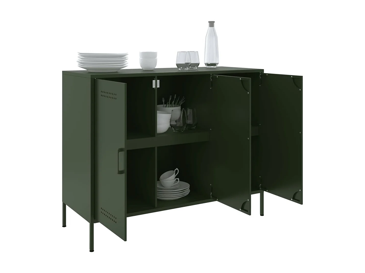 Aparador 100,5x39x79 cm aço verde-azeitona