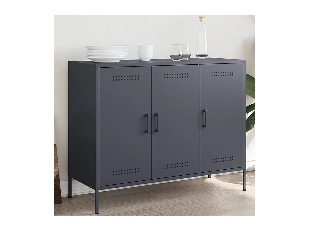 Buffet anthracite 100,5x39x79 cm acier