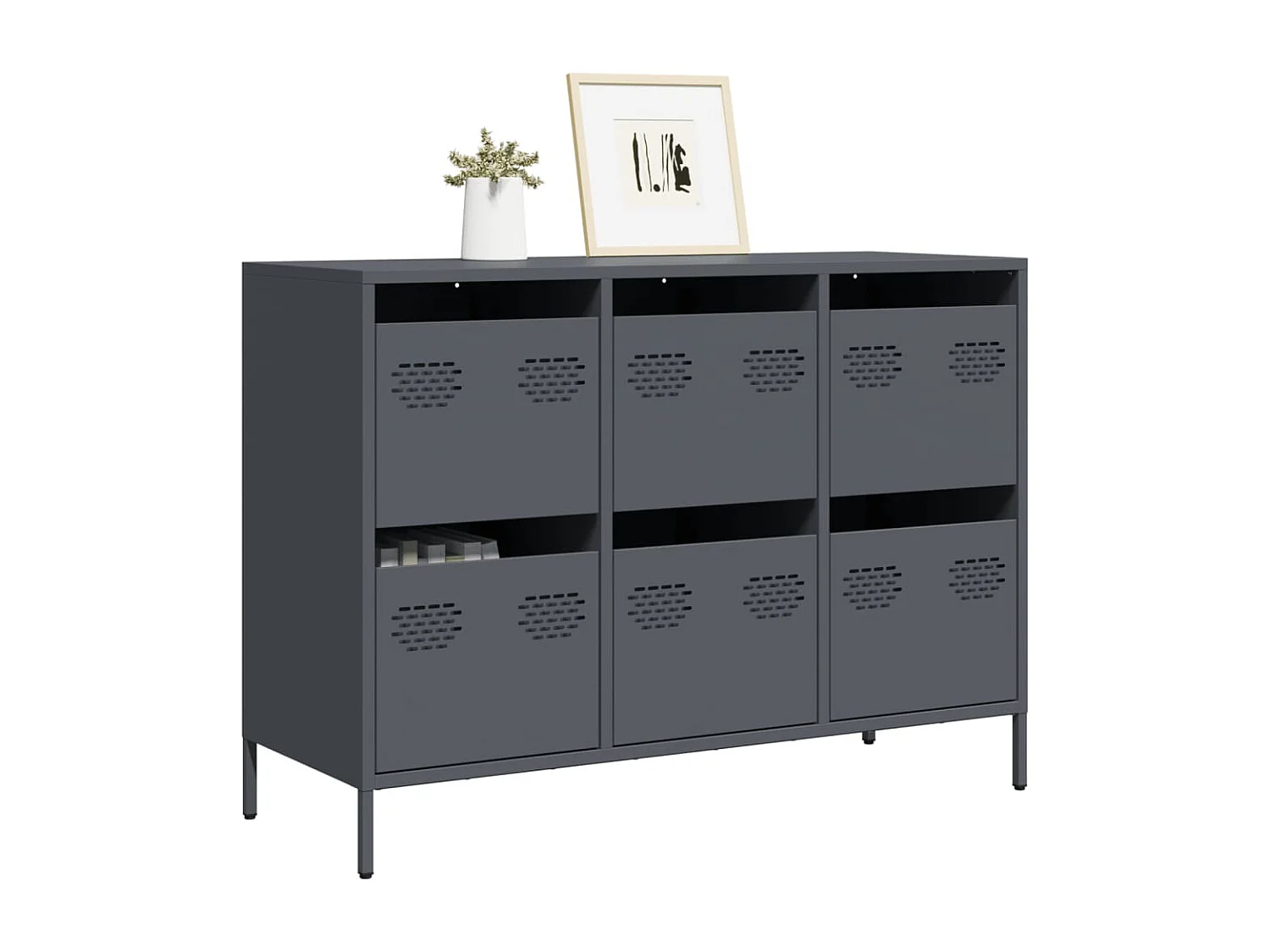 Sideboard Anthrazit 101,5x39x73,5 cm Kaltgewalzter Stahl