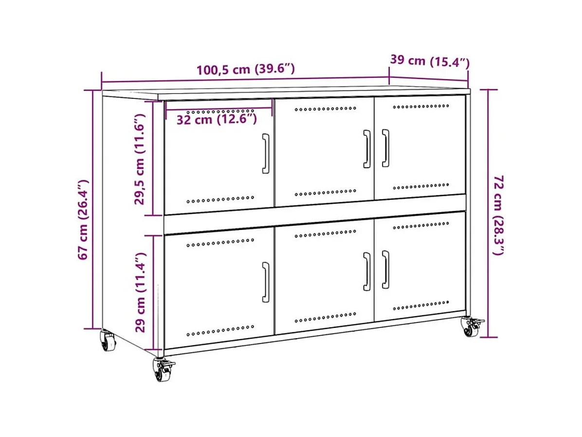 Buffet jaune moutarde 100,5x39x72 cm acier