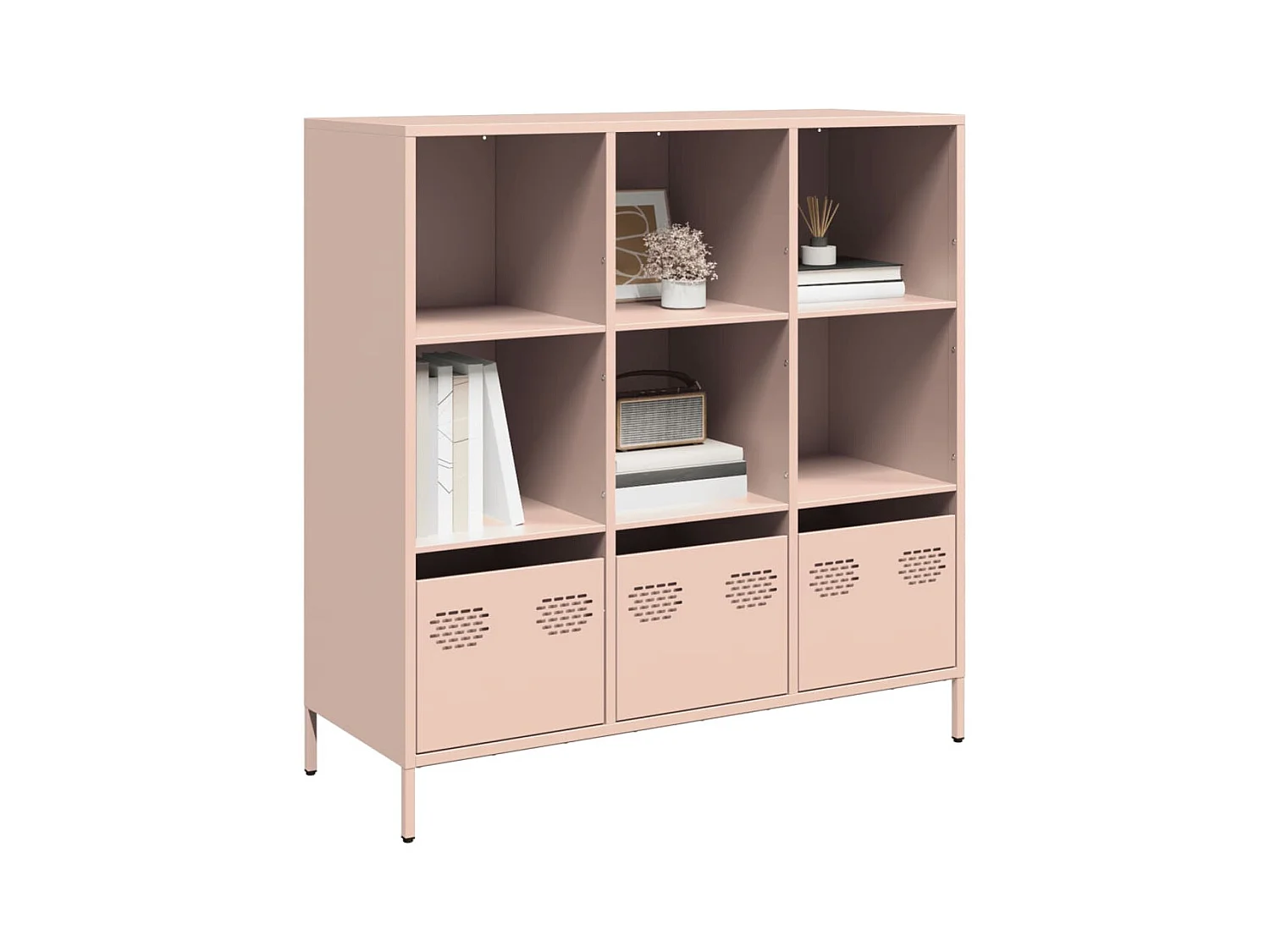Buffet haut rose 101,5x39x103,5 cm acier