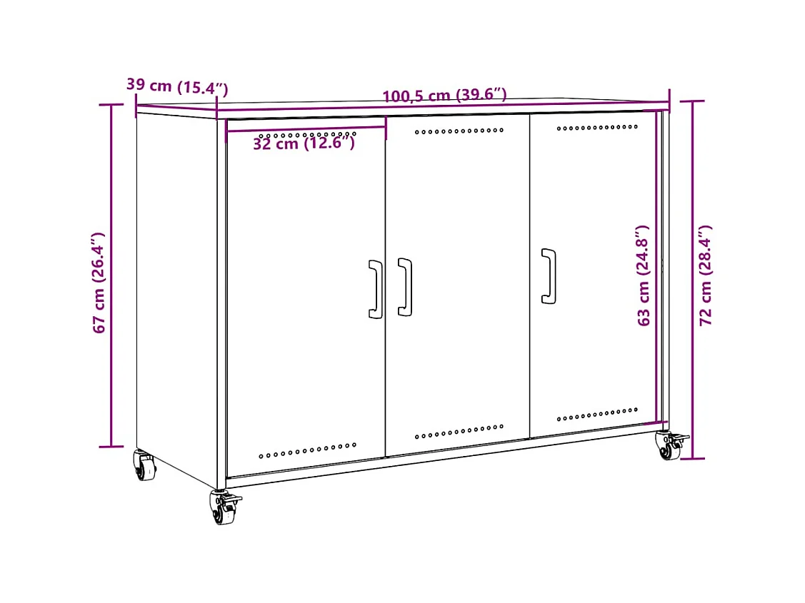 Credenza Nera 100,5x39x72 cm in Acciaio