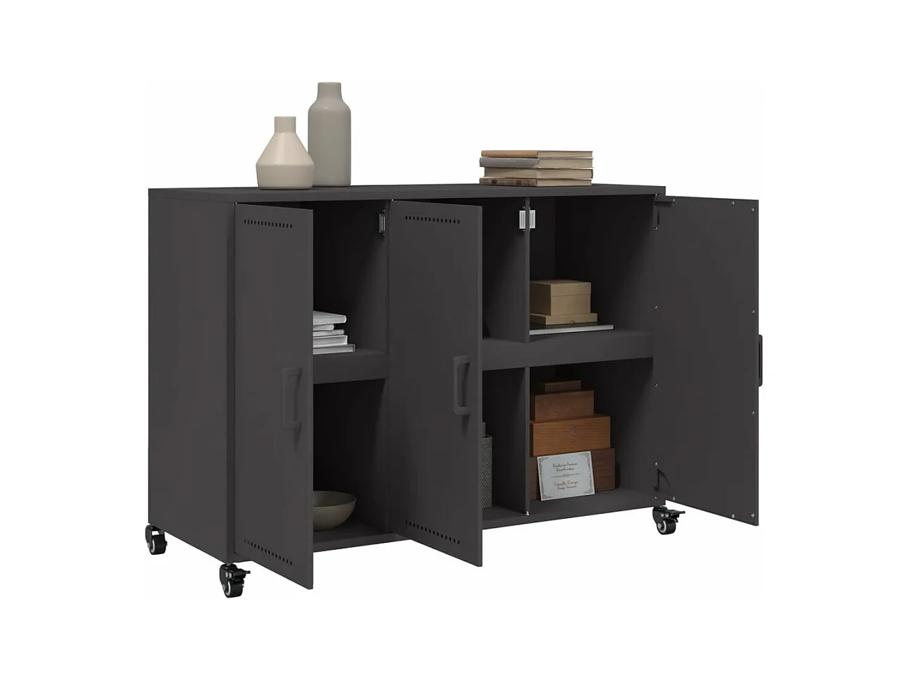 Credenza Nera 100,5x39x72 cm in Acciaio