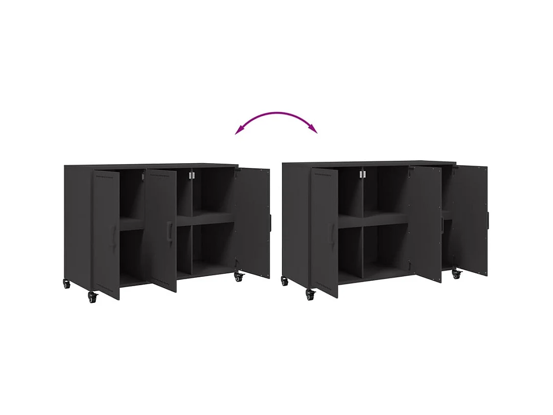 Credenza Nera 100,5x39x72 cm in Acciaio