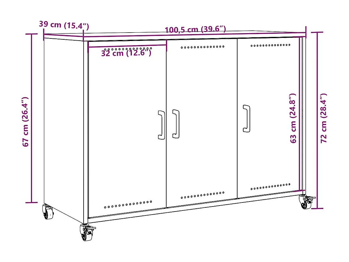 Sideboard Rosa 100,5x39x72 cm Stahl