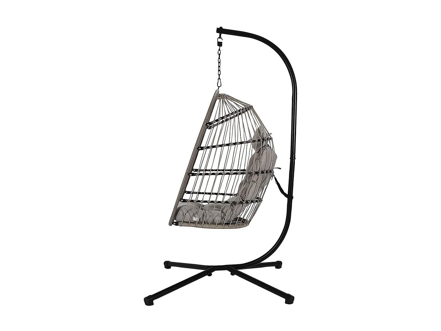 ALOHA - Fauteuil Suspendu Gris Structure en Métal et Plastique avec Coussins