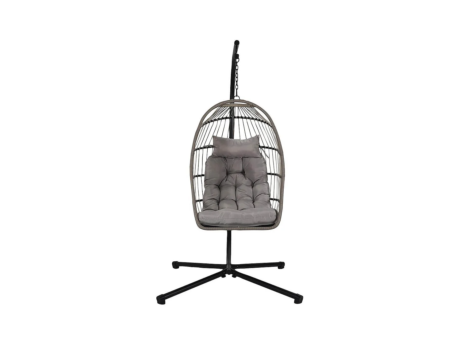 ALOHA - Fauteuil Suspendu Gris Structure en Métal et Plastique avec Coussins