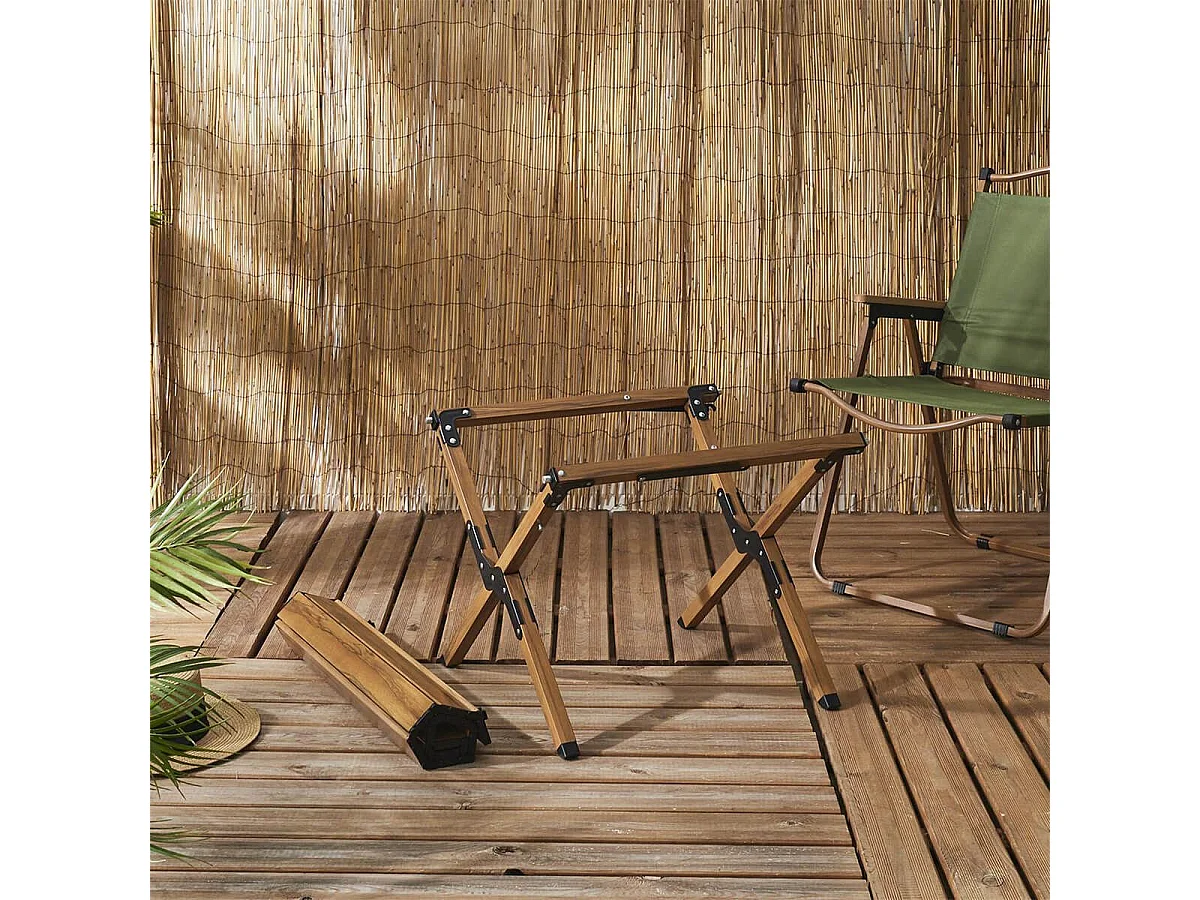 KAMPA - Table Basse Pliante de Camping en Métal imitation bois avec Sac de Transport