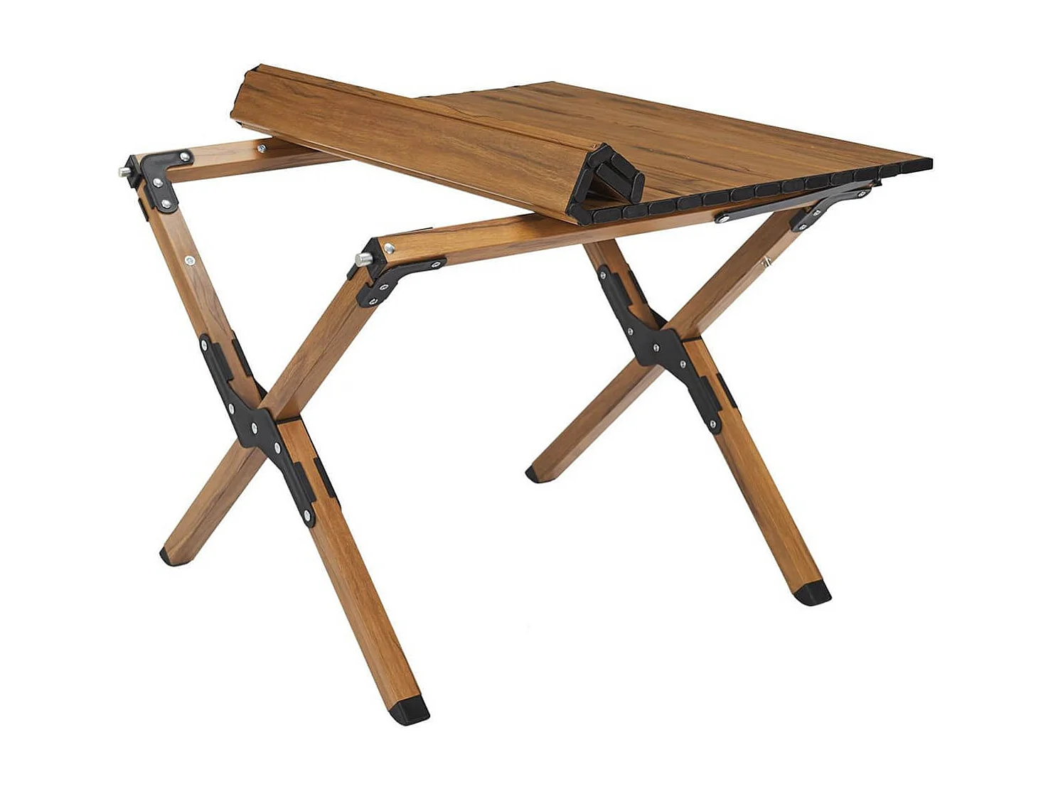 KAMPA - Table Basse Pliante de Camping en Métal imitation bois avec Sac de Transport