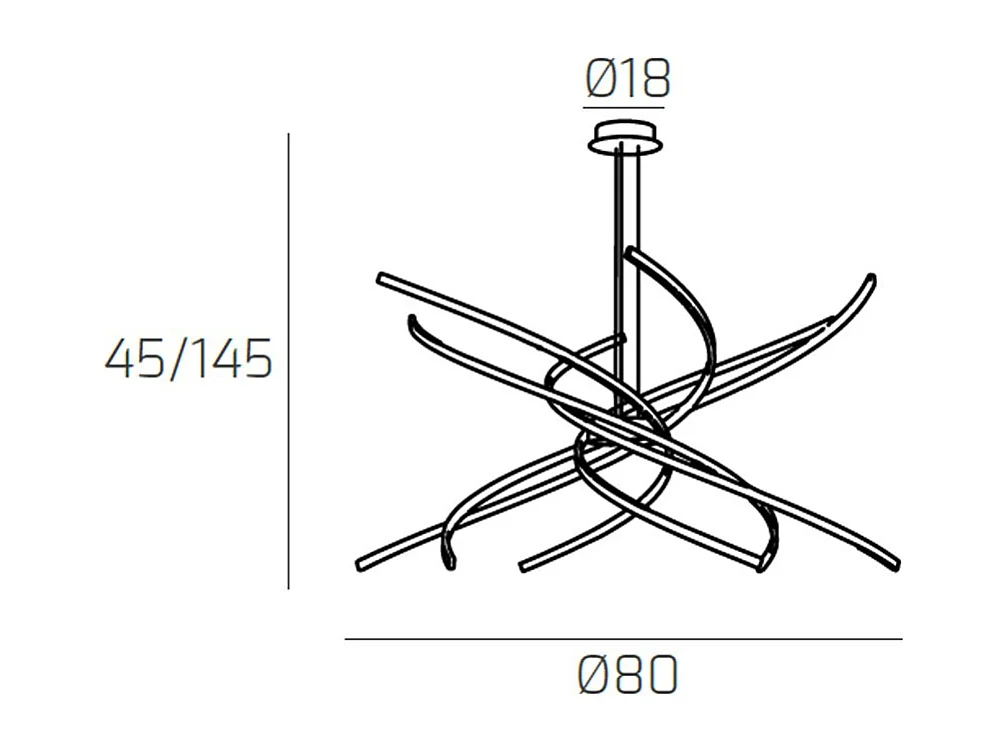 Tornado Sospensione D.80 Cm. Bianco Luce Naturale 3000K