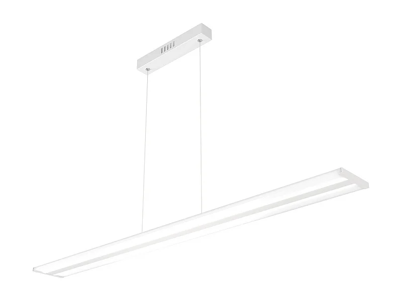 Sospensione Moderna Double Track Metallo Bianco E Diffusore Acrilico Led 40W