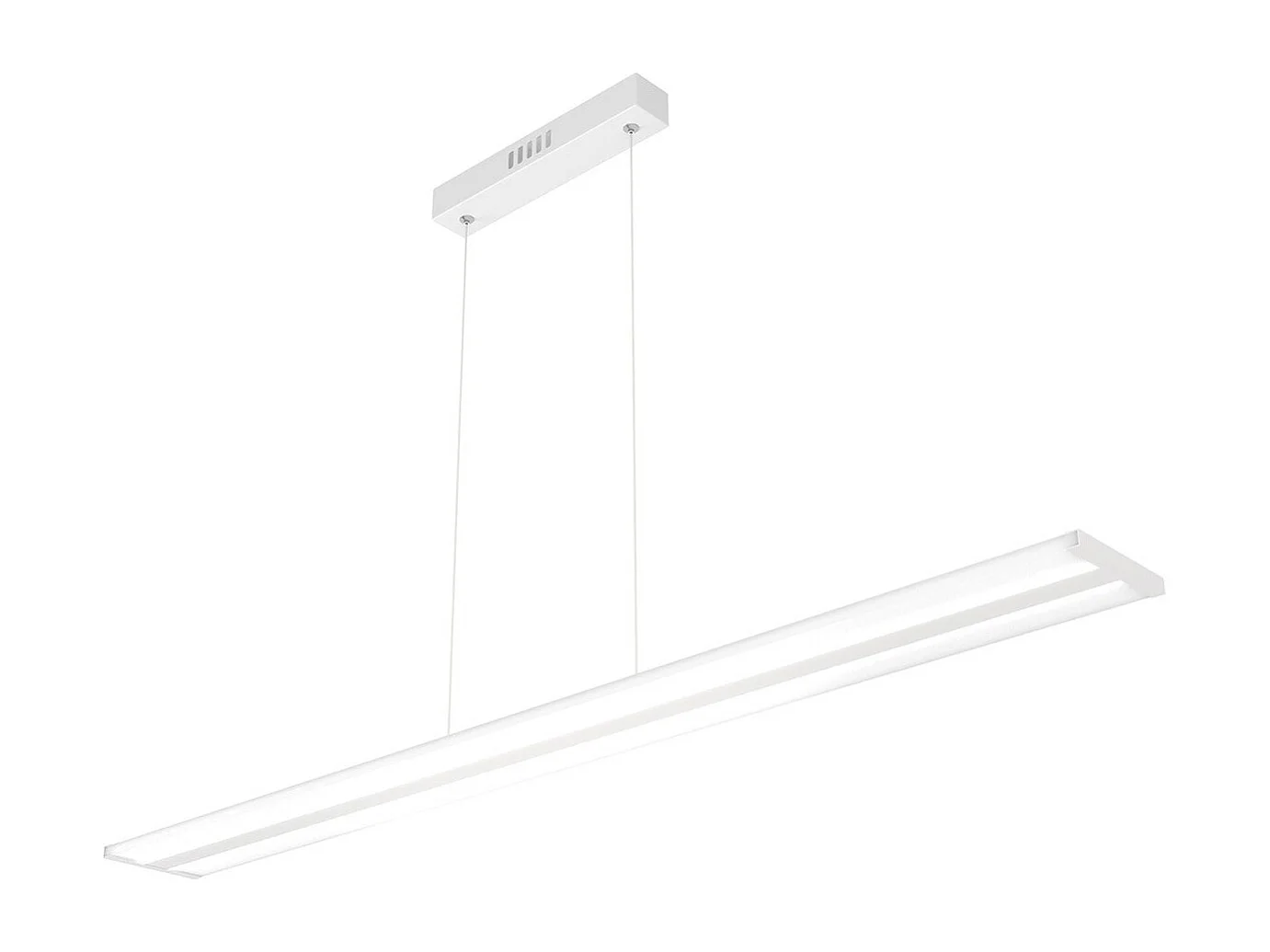 Sospensione Moderna Double Track Metallo Bianco E Diffusore Acrilico Led 40W