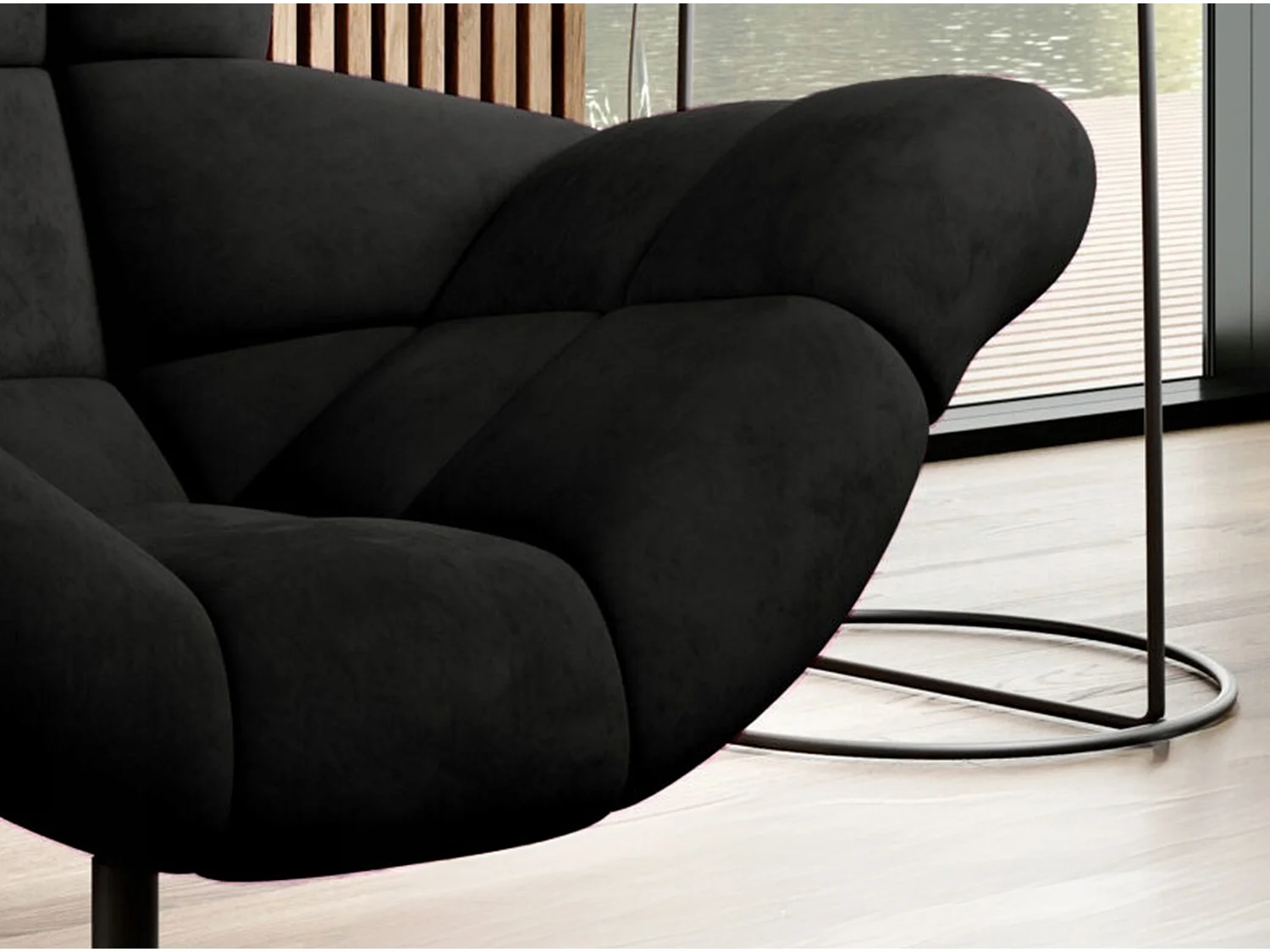 SENSI Sessel Relaxstuhl mit 360° Drehung und Schwingfunktion – Lux-Schaumkissen, Schwarz, 104x46x119 cm