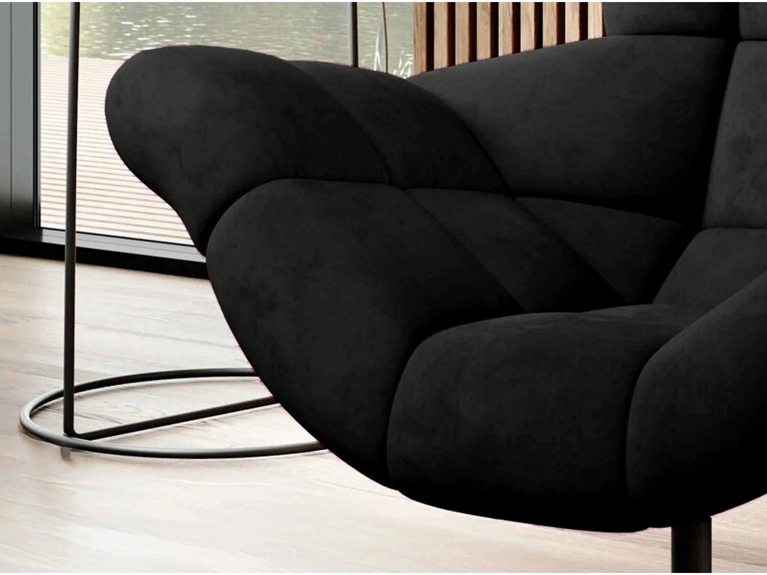 SENSI Sessel Relaxstuhl mit 360° Drehung und Schwingfunktion – Lux-Schaumkissen, Schwarz, 104x46x119 cm