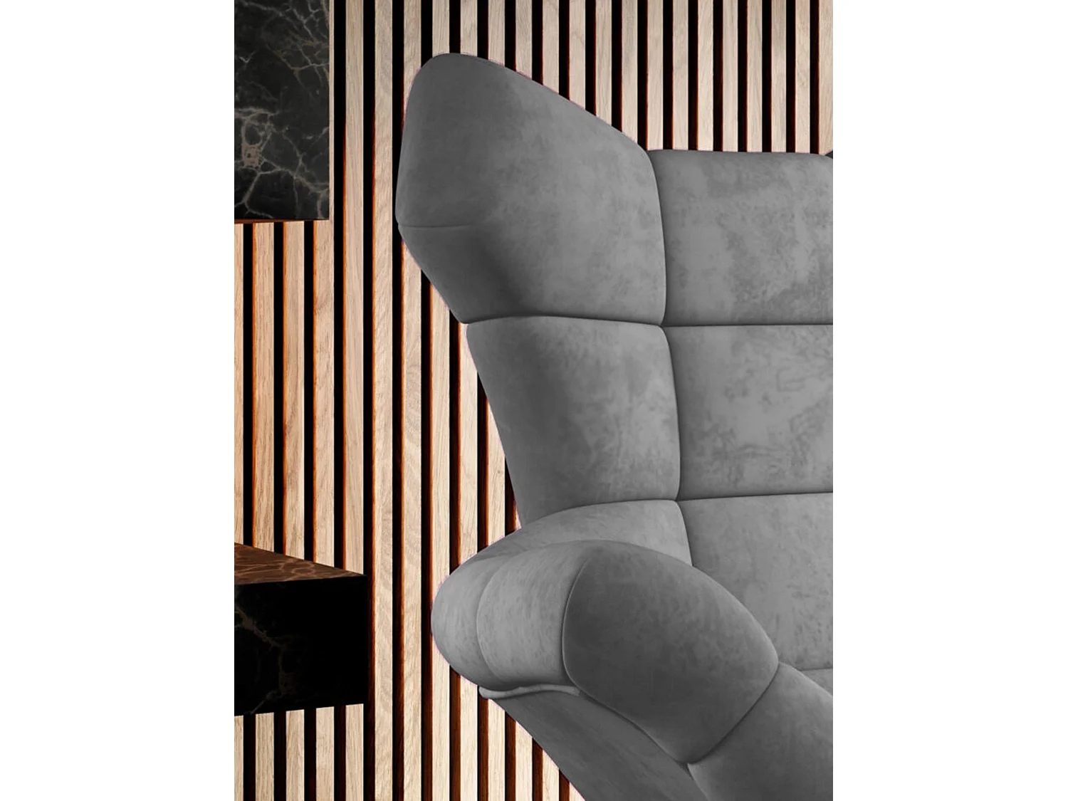 SENSI Sessel Relaxstuhl mit 360° Drehung und Schwingfunktion – Lux-Schaumkissen, Grau, 104x46x119 cm