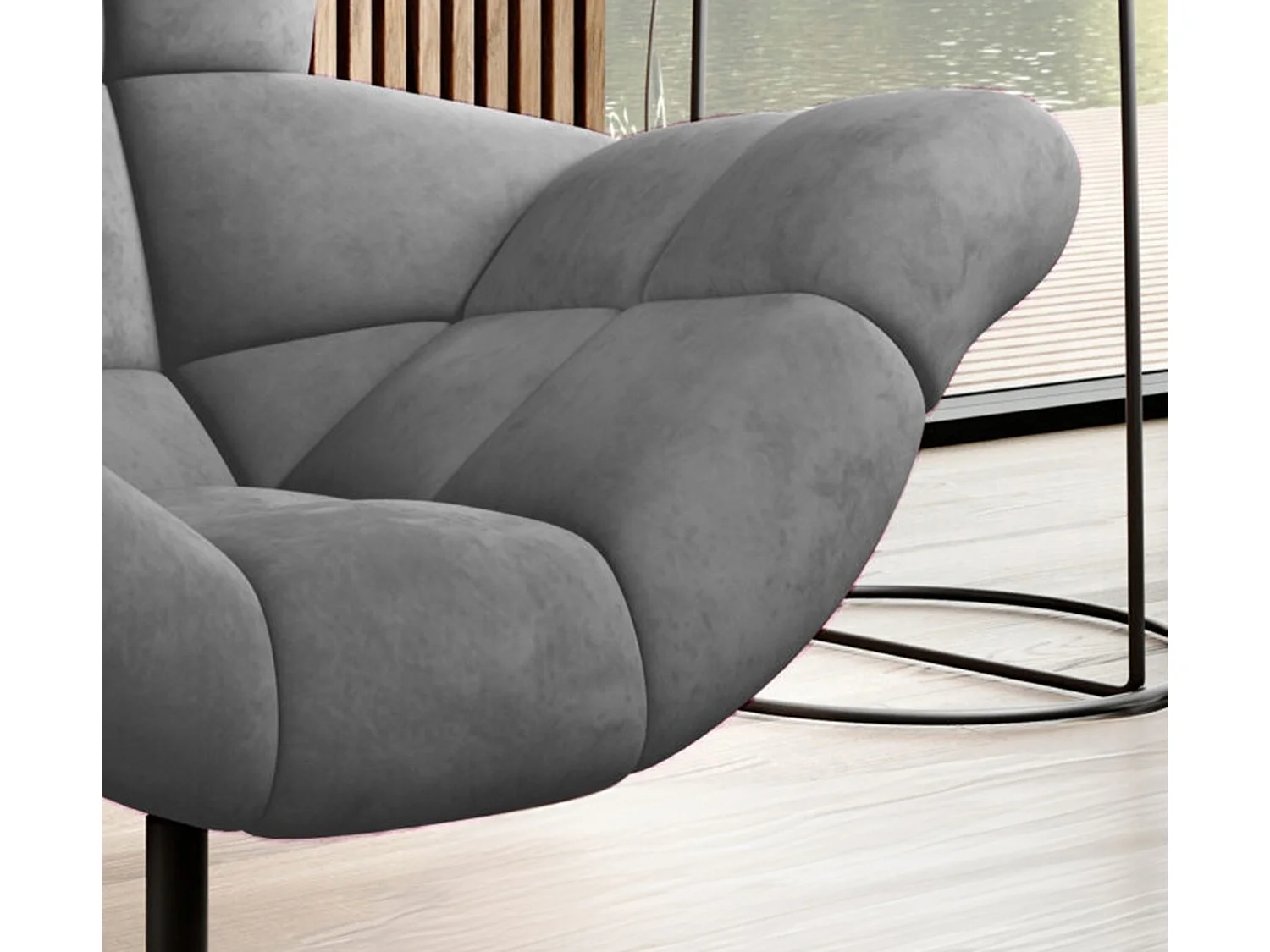 SENSI Sessel Relaxstuhl mit 360° Drehung und Schwingfunktion – Lux-Schaumkissen, Grau, 104x46x119 cm