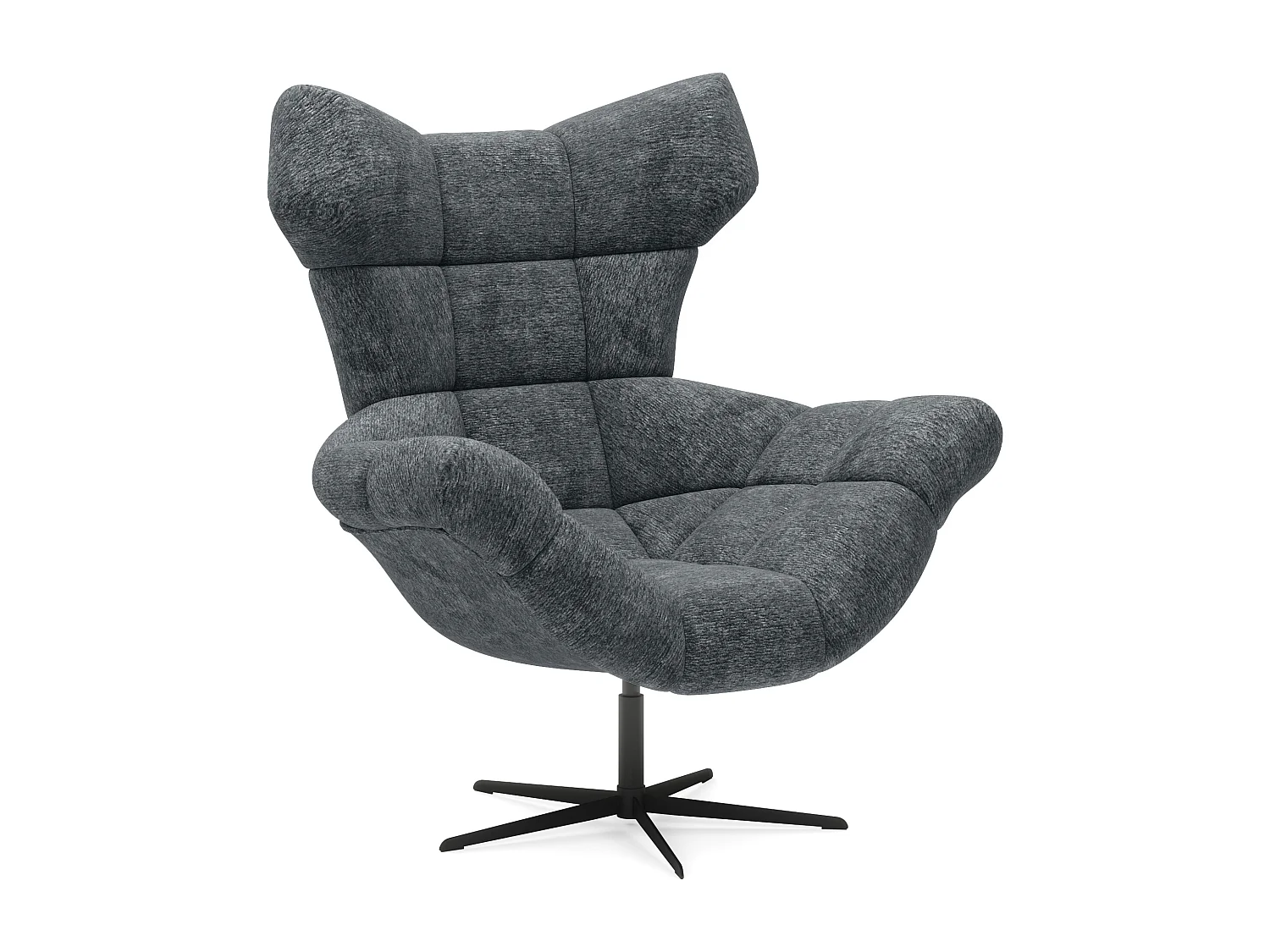 SENSI Relaxfauteuil met 360° draaibaar en schommelfunctie – Lux-schuimkussen, Donkergrijs, 104x46x119 cm