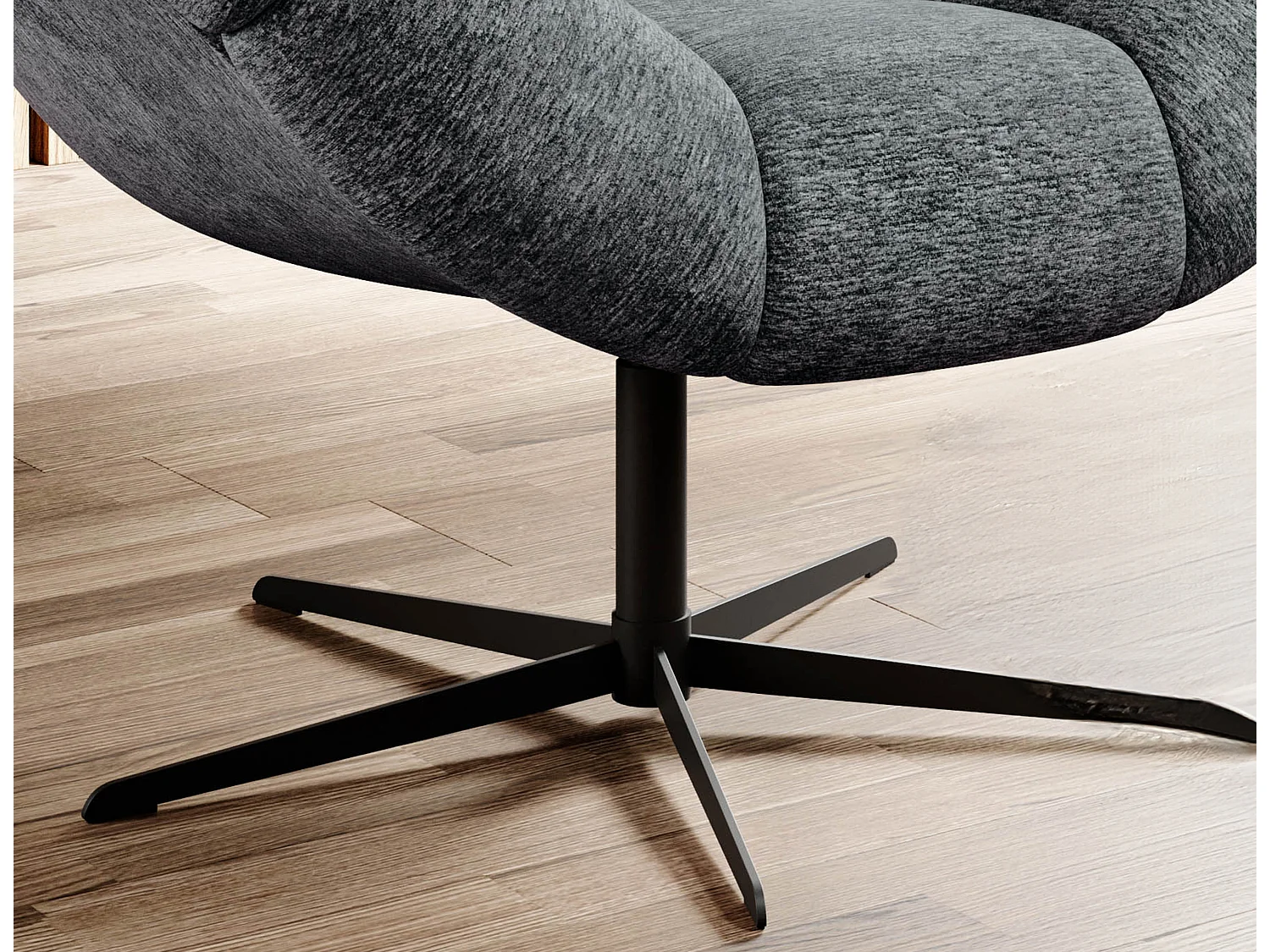 SENSI Relaxfauteuil met 360° draaibaar en schommelfunctie – Lux-schuimkussen, Donkergrijs, 104x46x119 cm