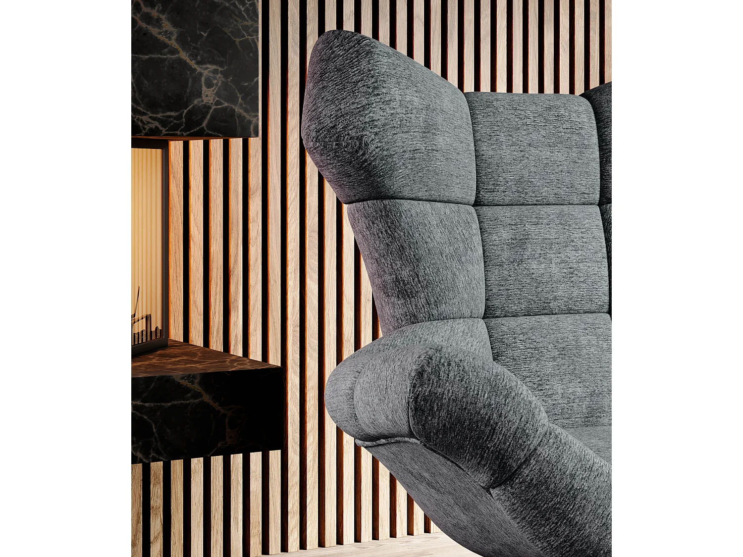 SENSI Relaxfauteuil met 360° draaibaar en schommelfunctie – Lux-schuimkussen, Donkergrijs, 104x46x119 cm