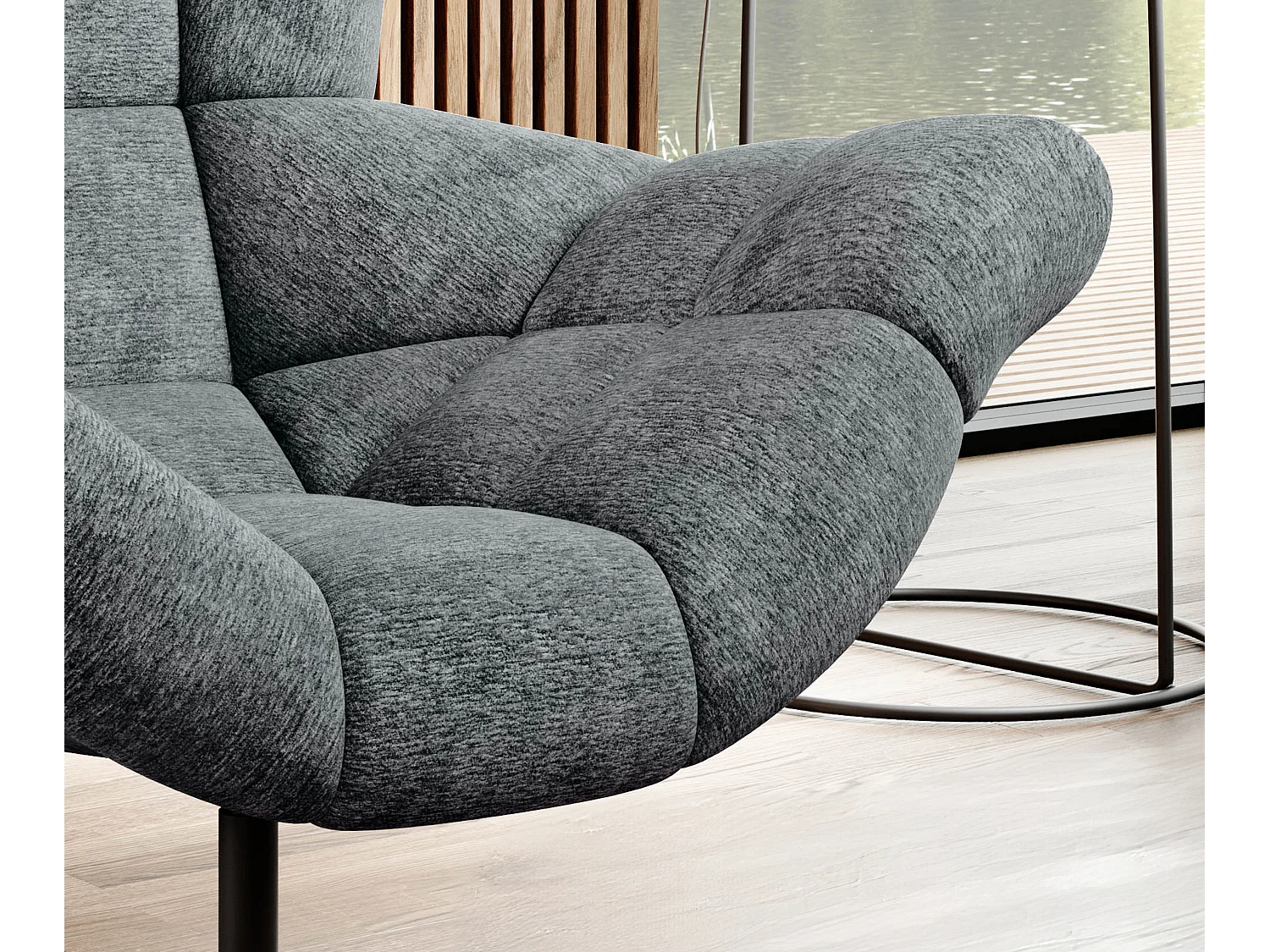 SENSI Relaxfauteuil met 360° draaibaar en schommelfunctie – Lux-schuimkussen, Donkergrijs, 104x46x119 cm