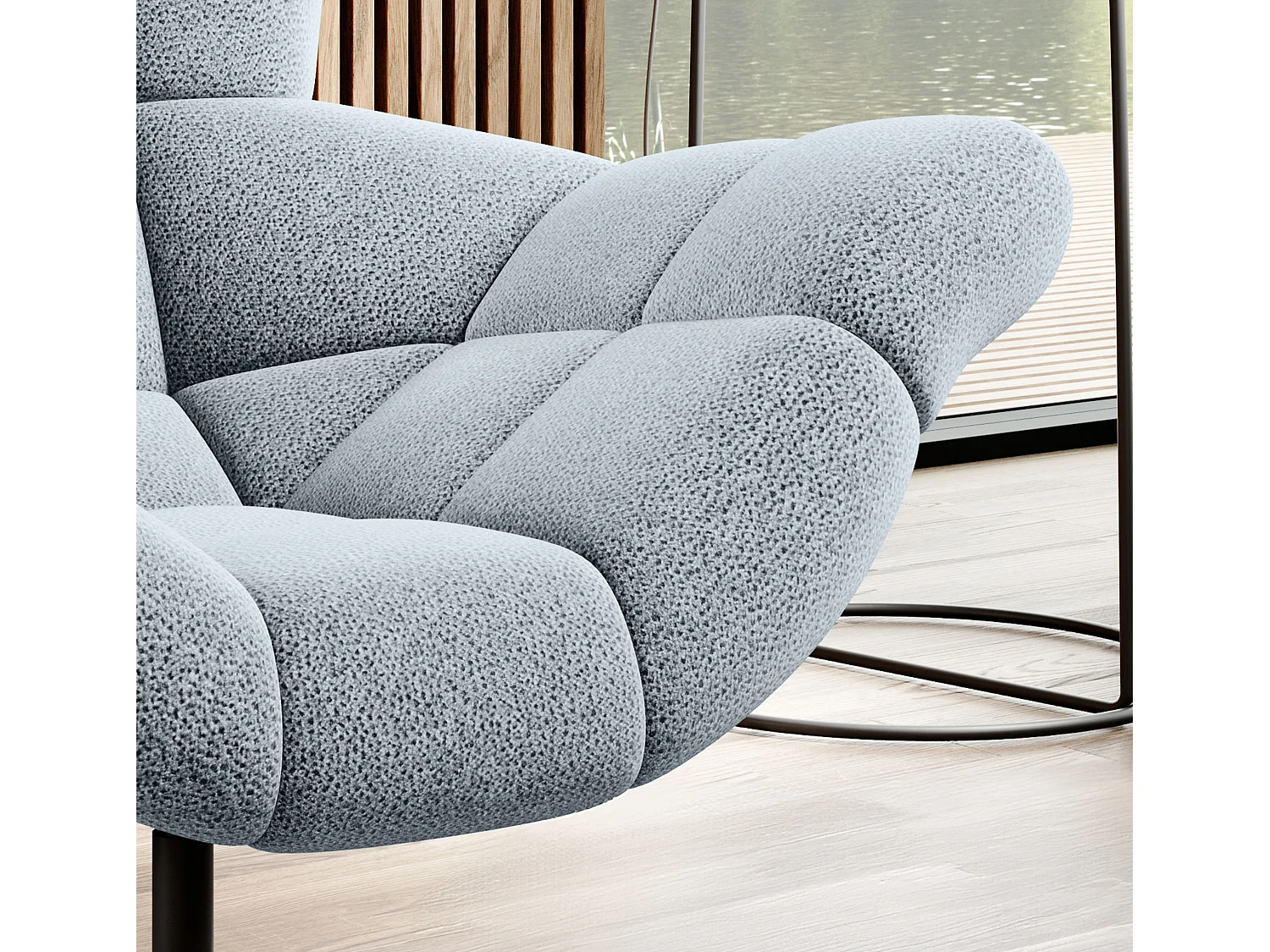 SENSI Fotel Relax z obrotem 360° i funkcją kołysania – Poduszka z pianki Lux, Jasnoszary, 104x46x119 cm