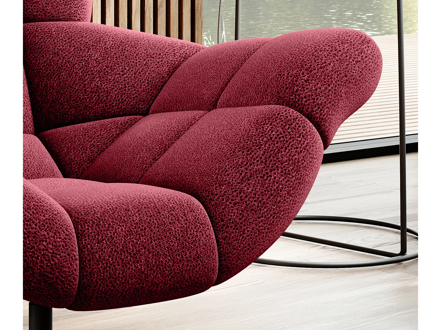 SENSI Relaxfauteuil met 360° draaibaar en schommelfunctie – Lux-schuimkussen, Bordeaux, 104x46x119 cm