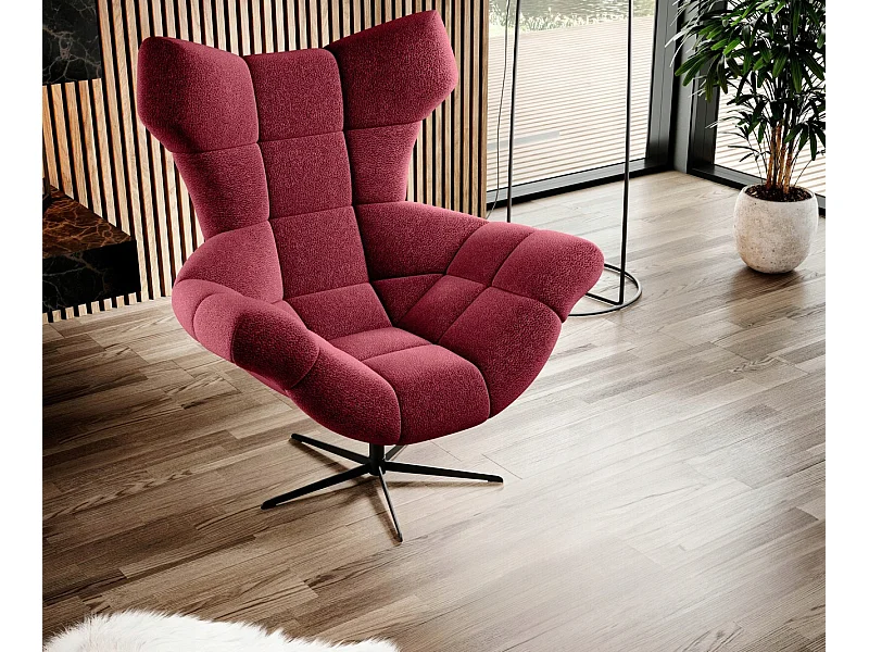 SENSI Relaxfauteuil met 360° draaibaar en schommelfunctie – Lux-schuimkussen, Bordeaux, 104x46x119 cm