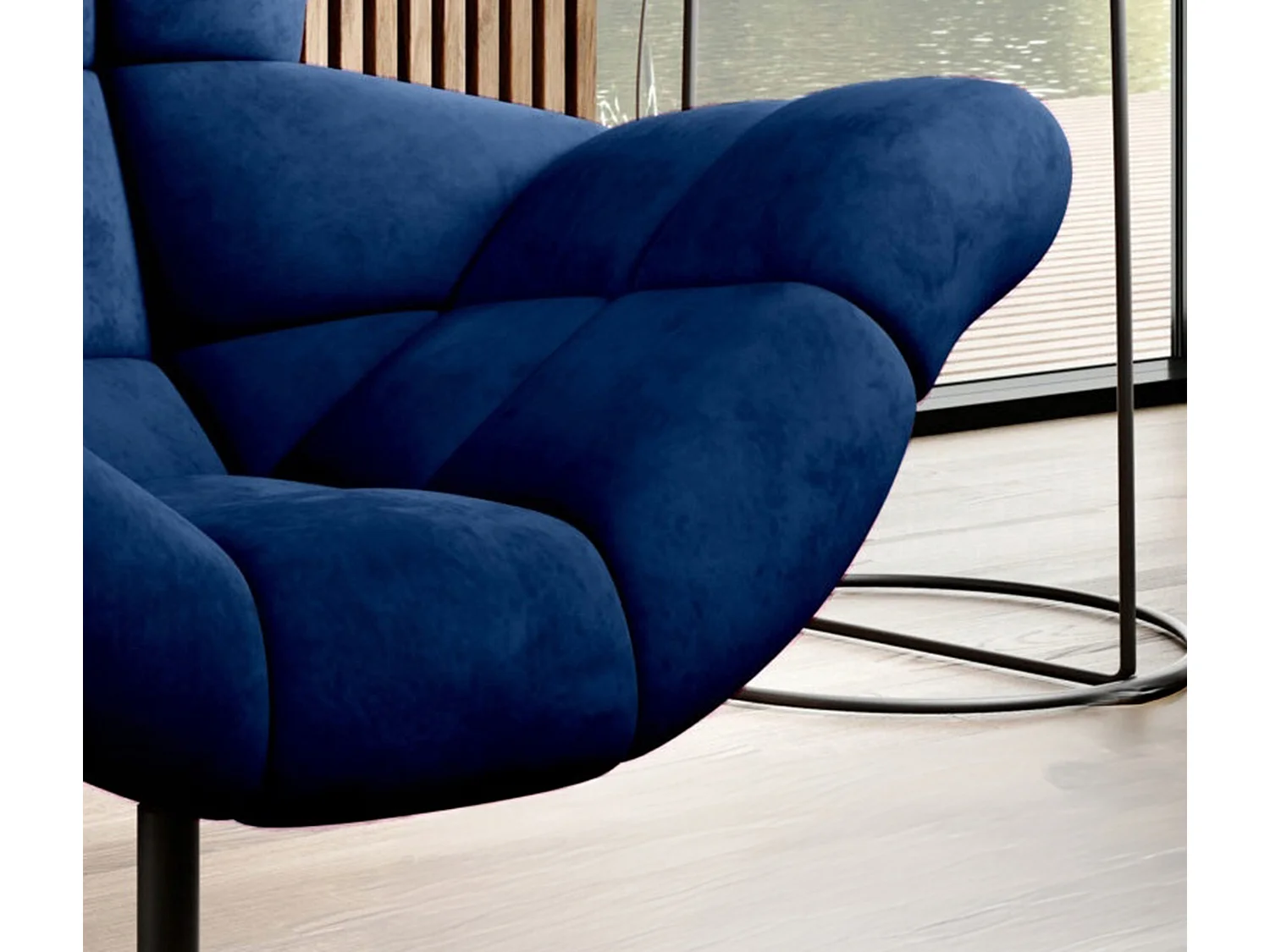 SENSI Relaxfauteuil met 360° draaibaar en schommelfunctie – Lux-schuimkussen, Blauw, 104x46x119 cm