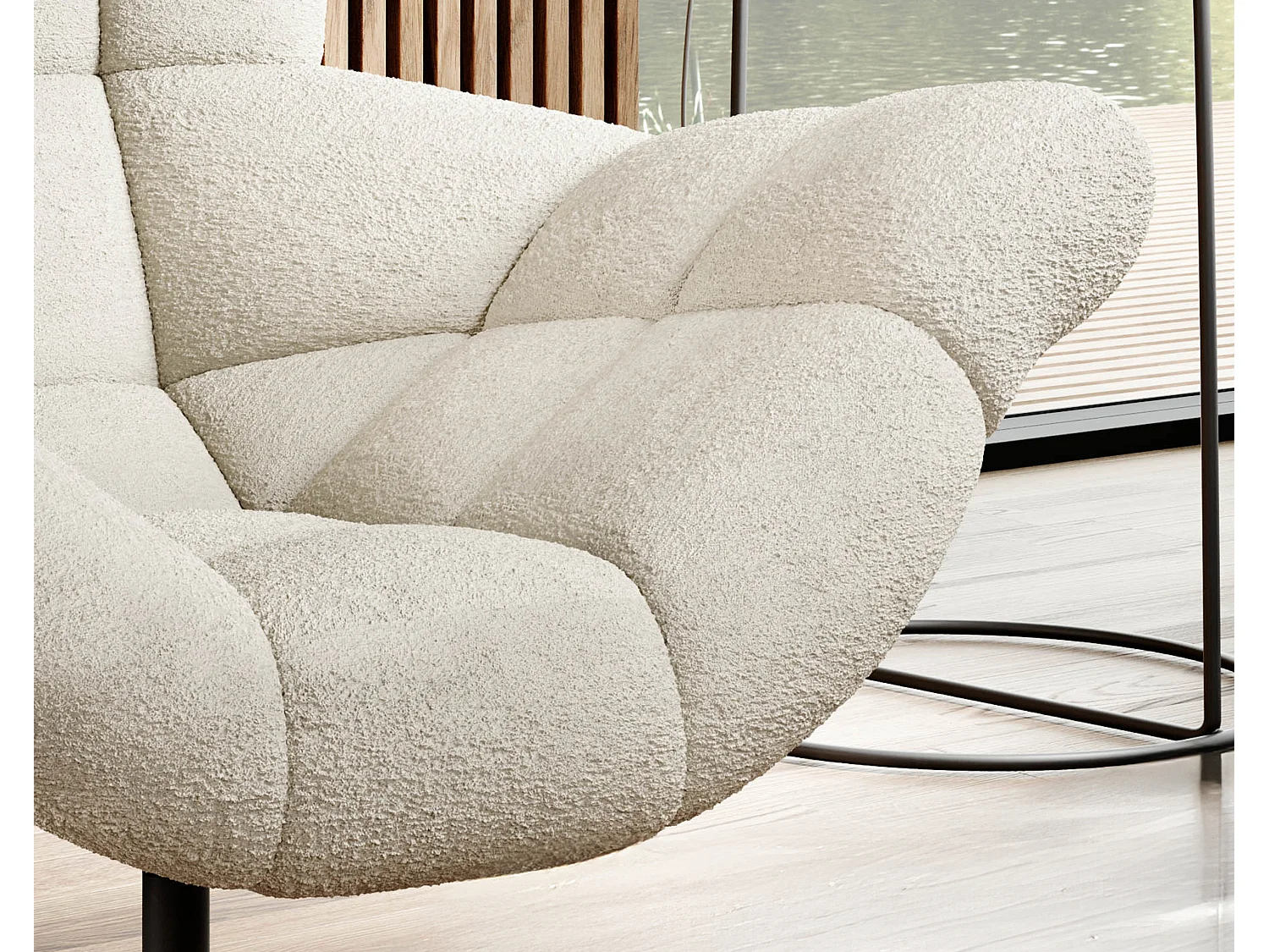 SENSI Fotel Relax z obrotem 360° i funkcją kołysania – Poduszka z pianki Lux, Beżowy, 104x46x119 cm