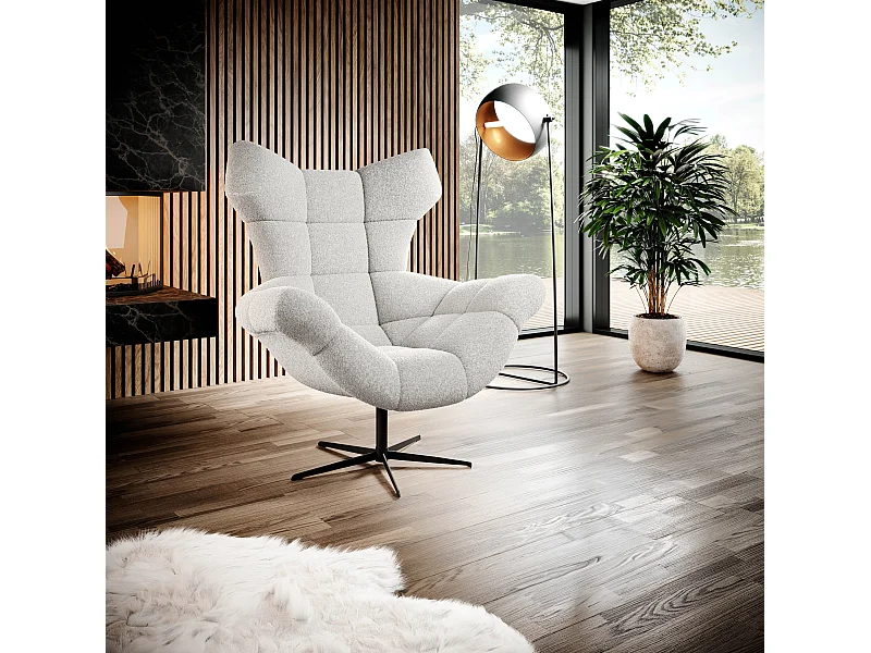 SENSI Relaxfauteuil met 360° draaibaar en schommelfunctie – Lux-schuimkussen, Wit, 104x46x119 cm