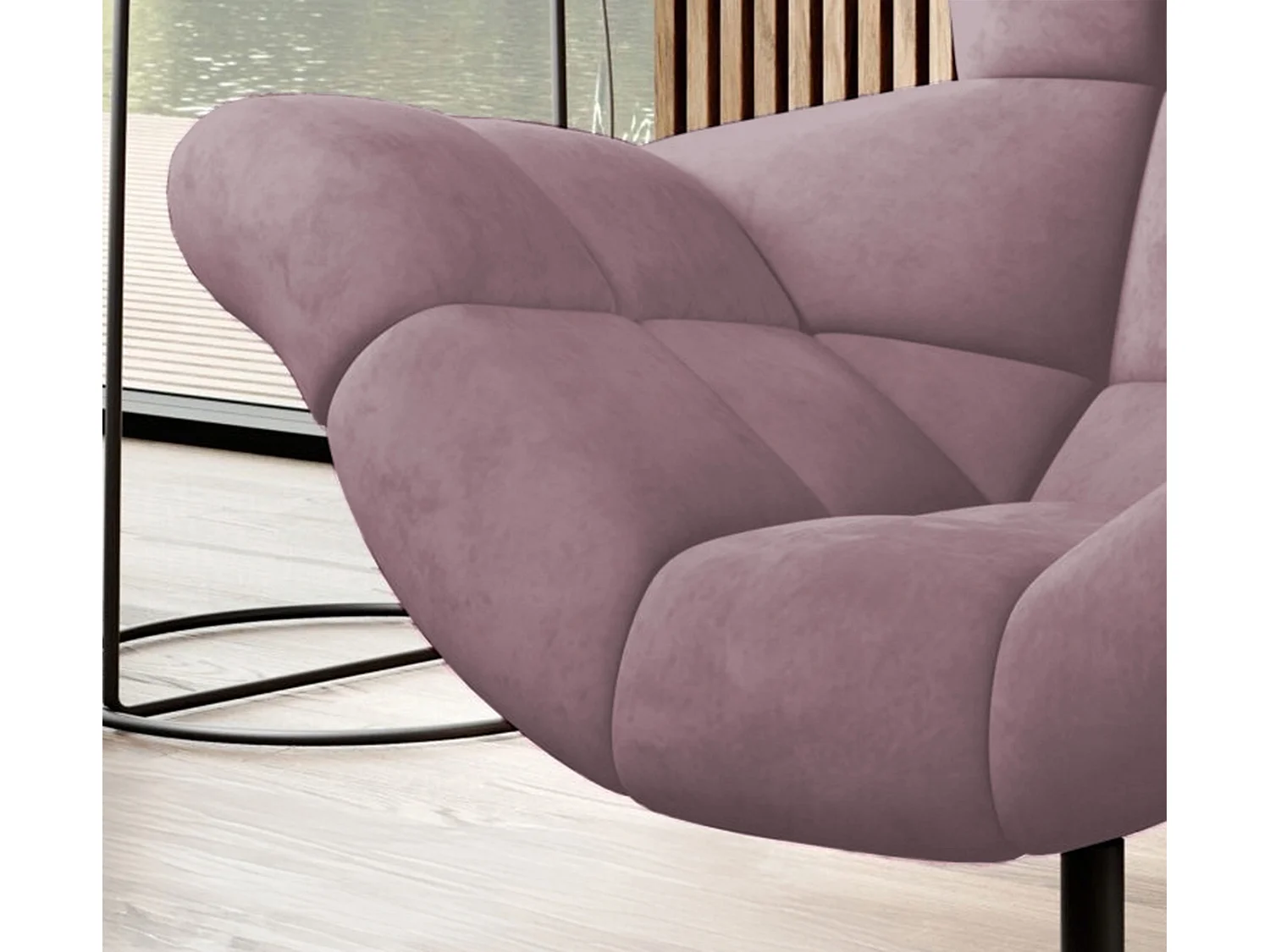 SENSI Relaxfauteuil met 360° draaibaar en schommelfunctie – Lux-schuimkussen, Poederroze, 104x46x119 cm