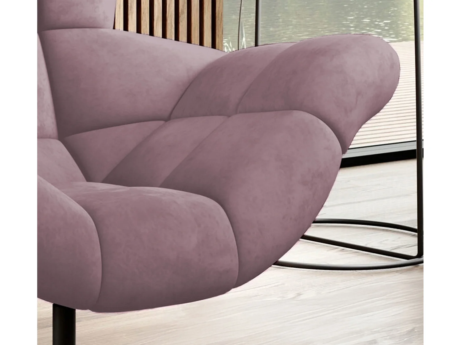 SENSI Relaxfauteuil met 360° draaibaar en schommelfunctie – Lux-schuimkussen, Poederroze, 104x46x119 cm