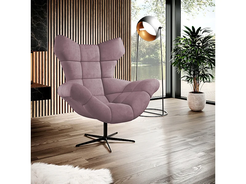 SENSI Fauteuil Relax avec rotation 360° et fonction balancement – Coussin en mousse Lux, Rose poudré, 104x46x119 cm