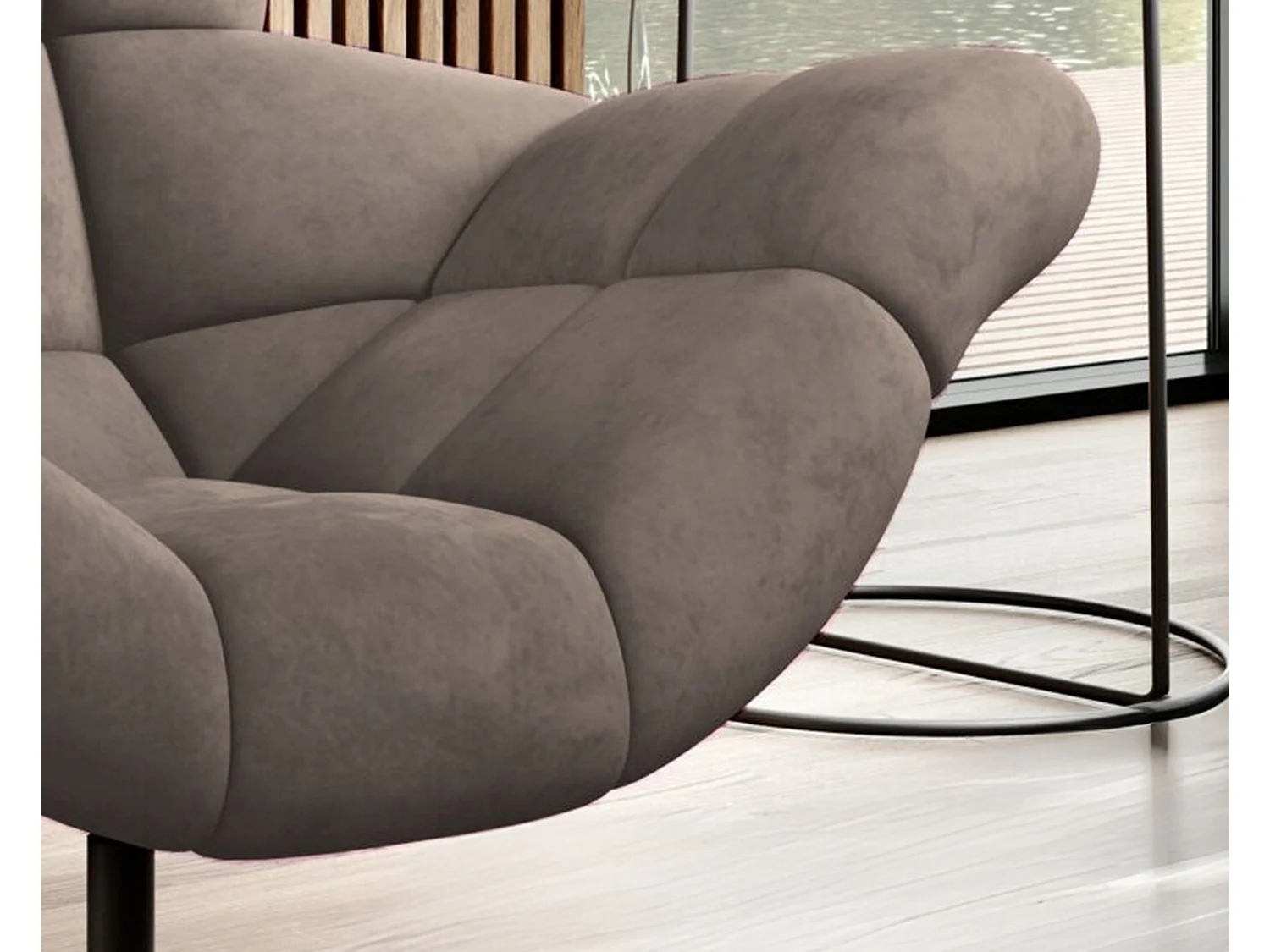 SENSI Fotel Relax z obrotem 360° i funkcją kołysania – Poduszka z pianki Lux, Cappuccino, 104x46x119 cm