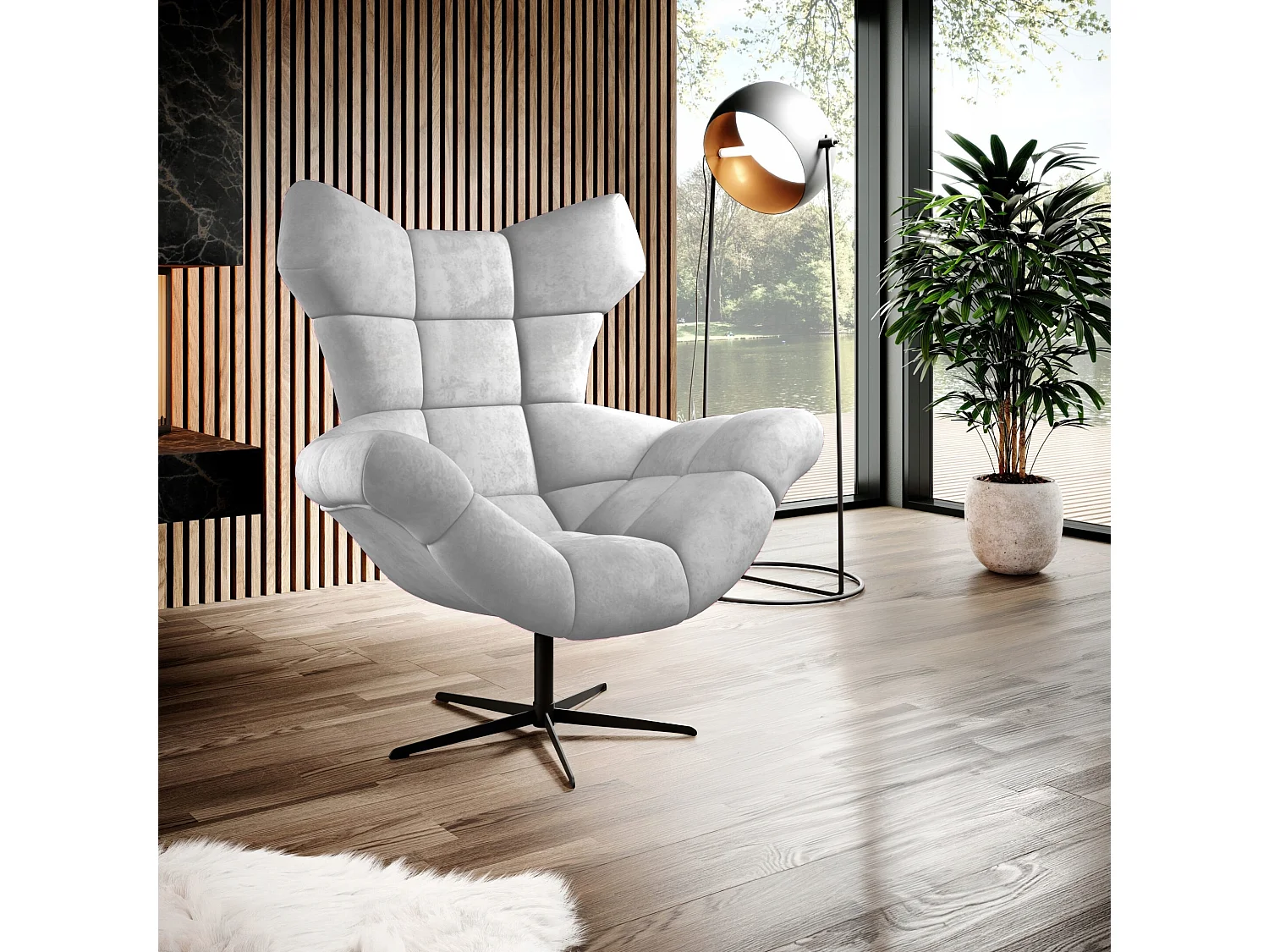 SENSI Relaxfauteuil met 360° draaibaar en schommelfunctie – Lux-schuimkussen, Essen, 104x46x119 cm