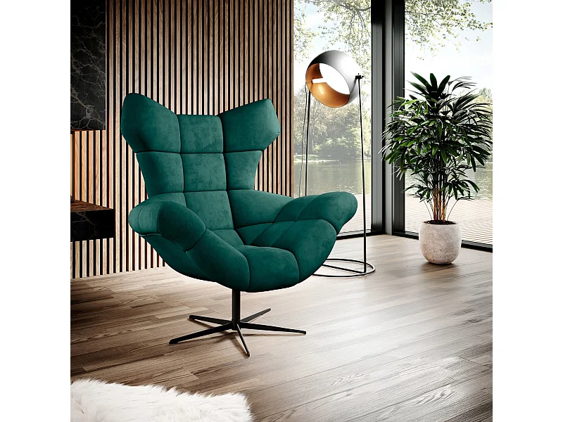 SENSI Relaxfauteuil met 360° draaibaar en schommelfunctie – Lux-schuimkussen, Groen, 104x46x119 cm