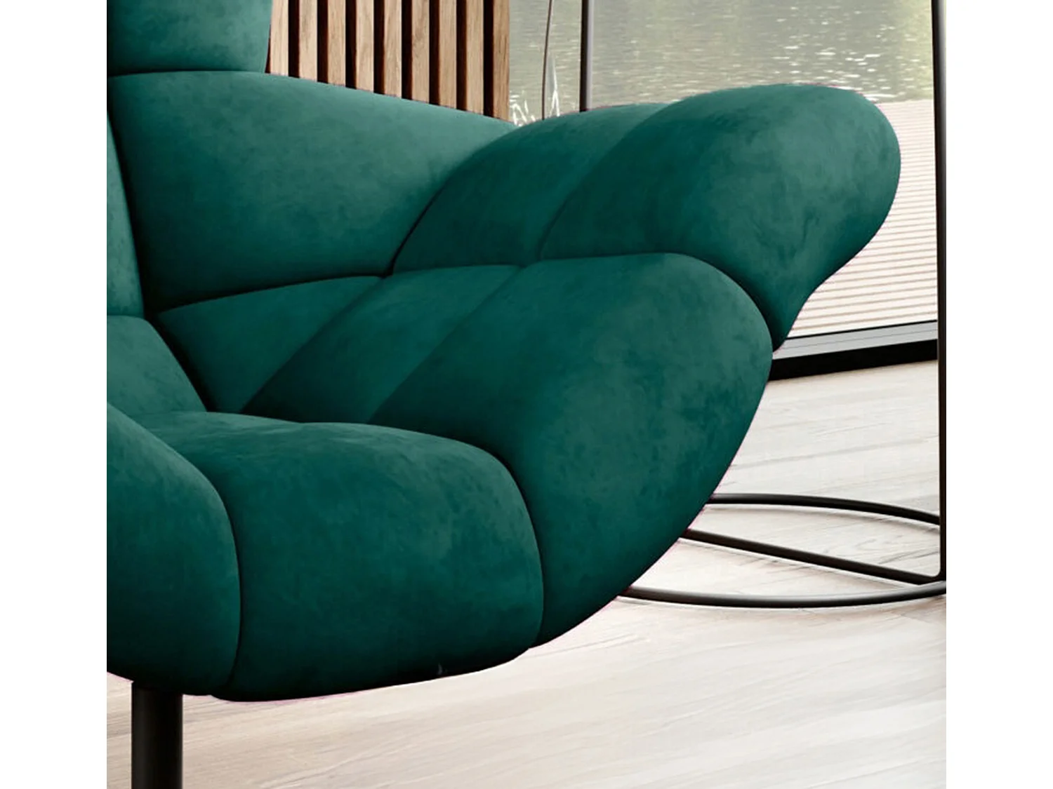 SENSI Fotel Relax z obrotem 360° i funkcją kołysania – Poduszka z pianki Lux, Zielony, 104x46x119 cm