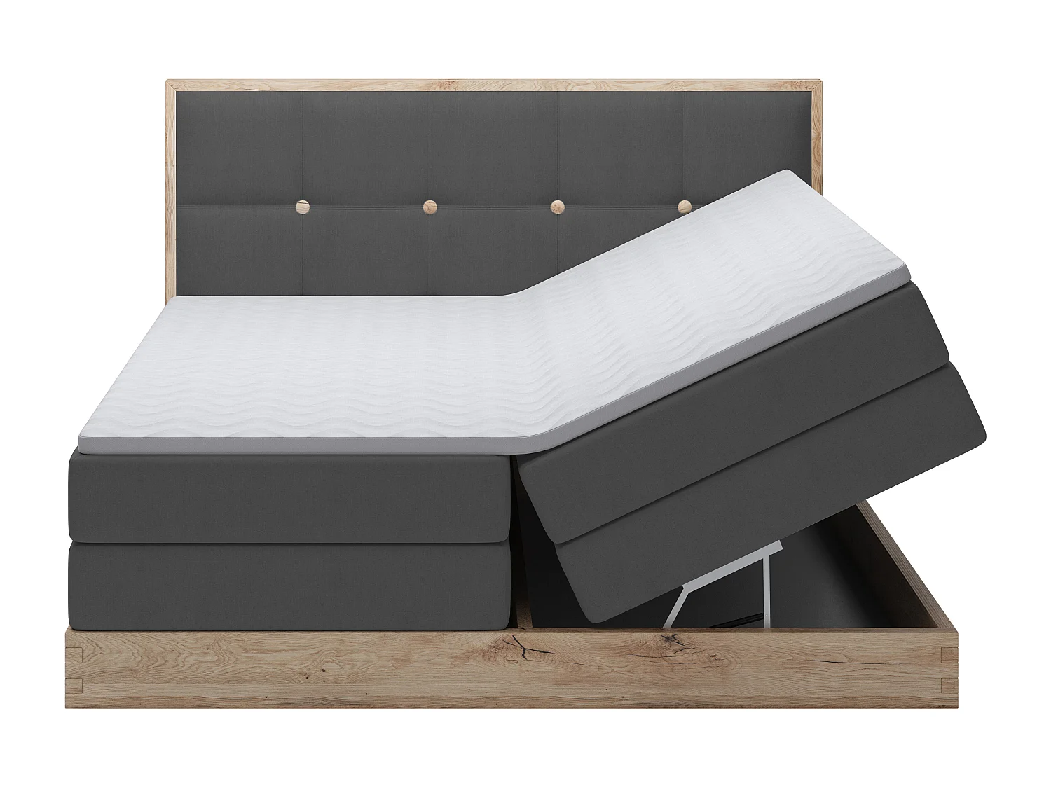 ELLI commodebed met elegant hoofdbord, ruime opbergmogelijkheden en modern design, Afmeting: 180x200 cm, Kleur: Grafiet