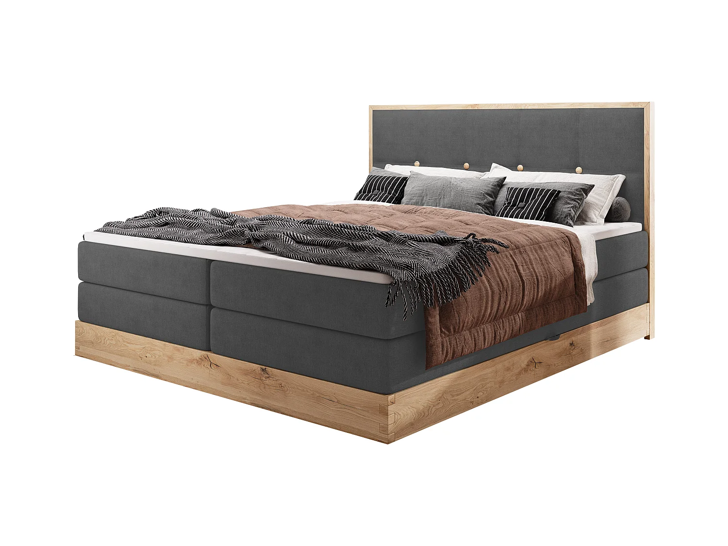 Lit coffre ELLI avec tête de lit élégante, rangements spacieux et design moderne, Taille: 180x200 cm, Couleur: Graphite