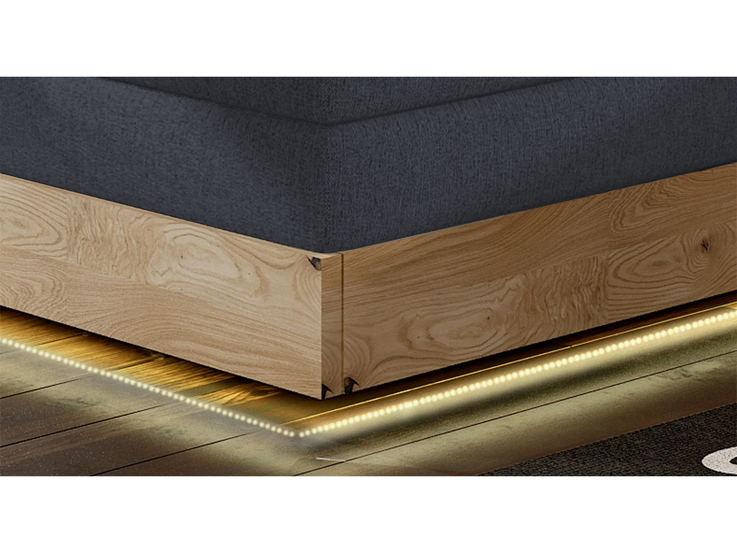 Łóżko Boxspring z litego drewna ze zintegrowanym pojemnikiem na materac i wezgłowiem - Model ETNO lite drewno Premium Comfort 160x200 cm Niebieski