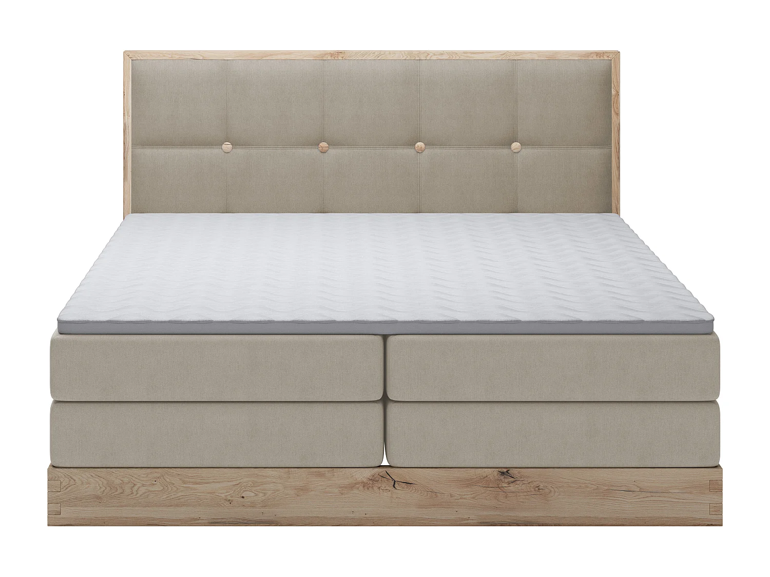 Lit coffre ELLI avec tête de lit élégante, rangements spacieux et design moderne, Taille: 180x200 cm, Couleur: Frêne