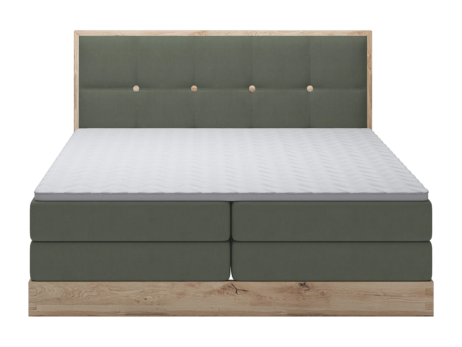 Lit coffre ELLI avec tête de lit élégante, rangements spacieux et design moderne, Taille: 140x200 cm, Couleur: Vert foncé