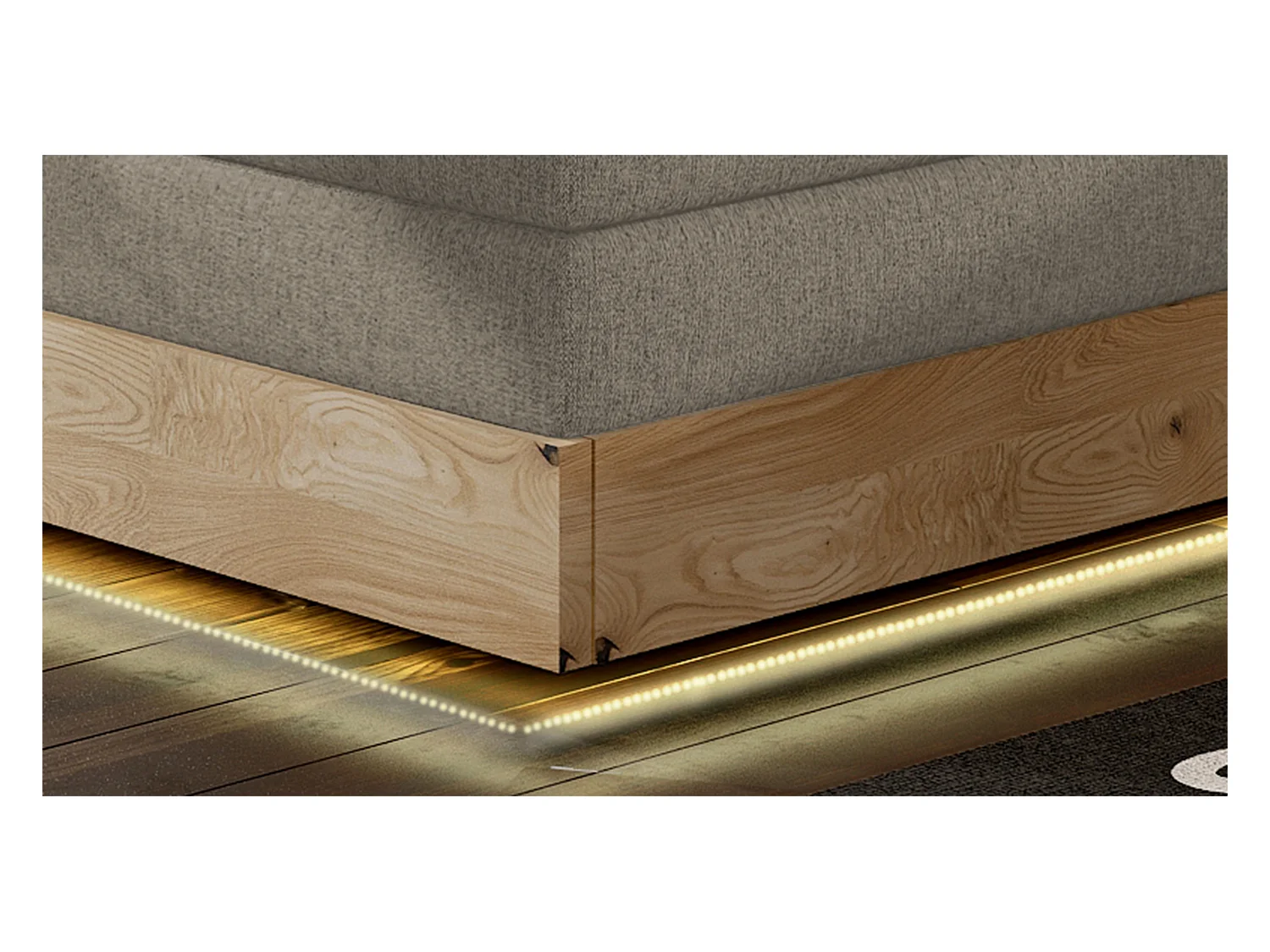 Lit Boxspring Massif avec Coffre Intégré, Surmatelas et Tête de Lit - Modèle ETNO, Bois Massif, Confort Premium, 180x200 cm, Frêne