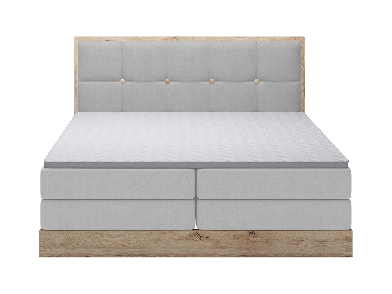 Lit coffre ELLI avec tête de lit élégante, rangements spacieux et design moderne, Taille: 180x200 cm, Couleur: Gris clair