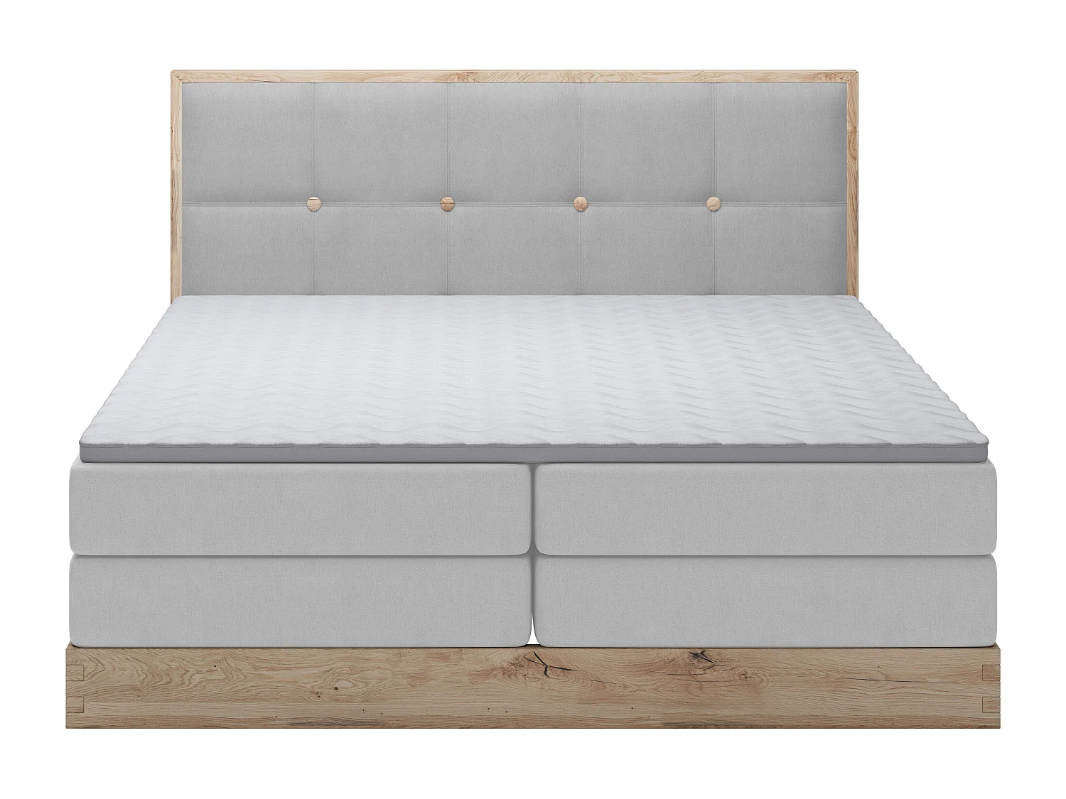 Lit coffre ELLI avec tête de lit élégante, rangements spacieux et design moderne, Taille: 180x200 cm, Couleur: Gris clair